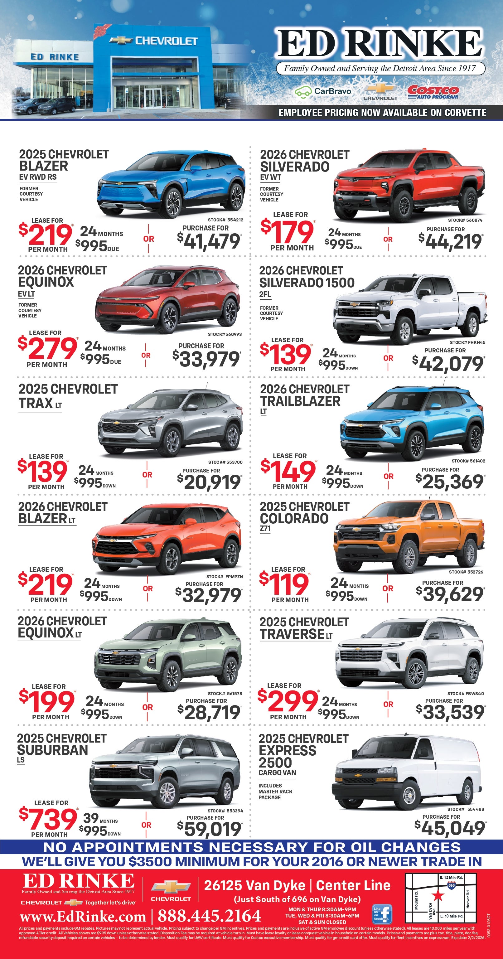 Weekly ad specials at Ed Rinke Chevrolet Buick GMC in Center Line MI