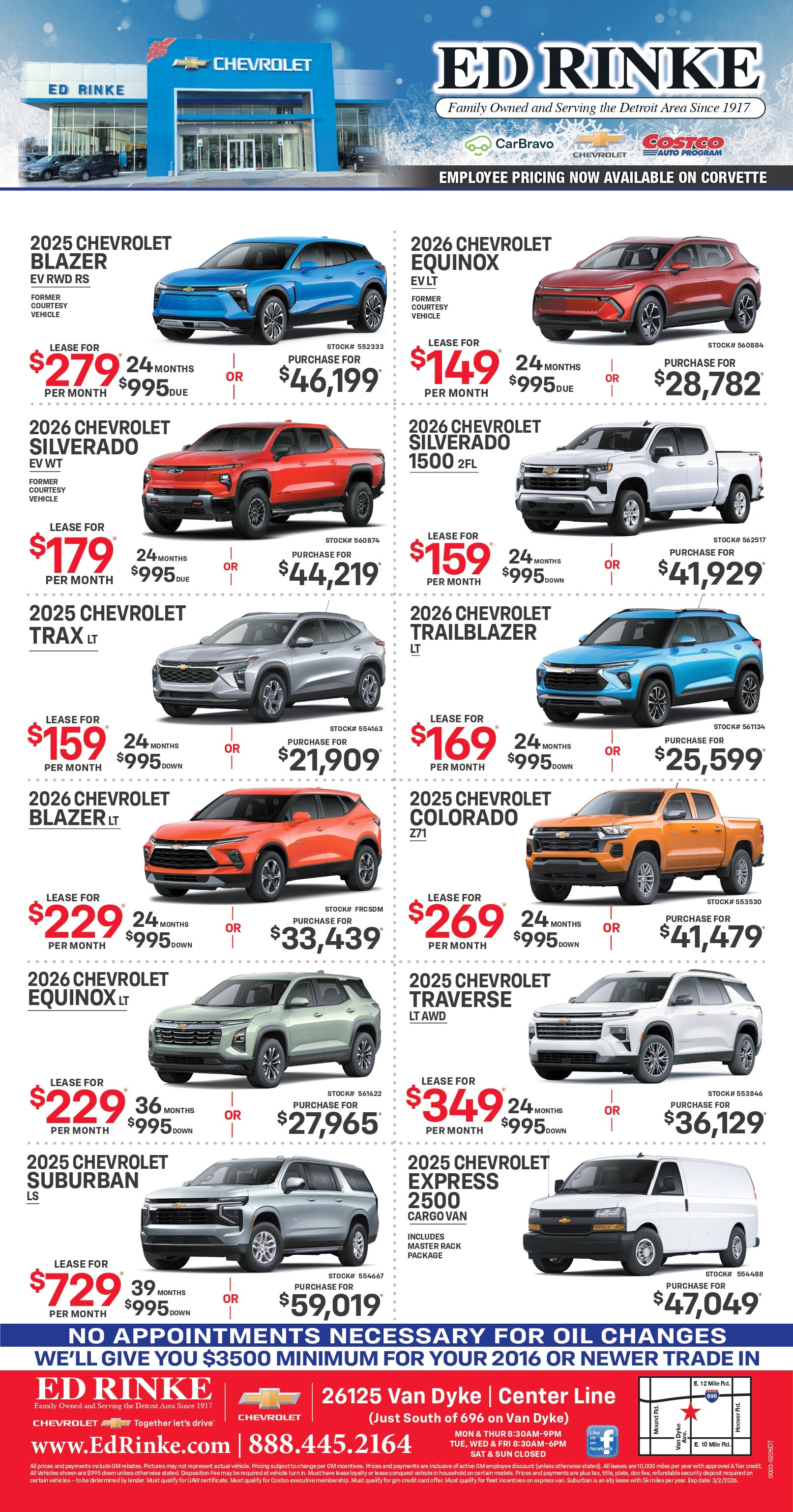 Weekly ad specials at Ed Rinke Chevrolet Buick GMC in Center Line MI