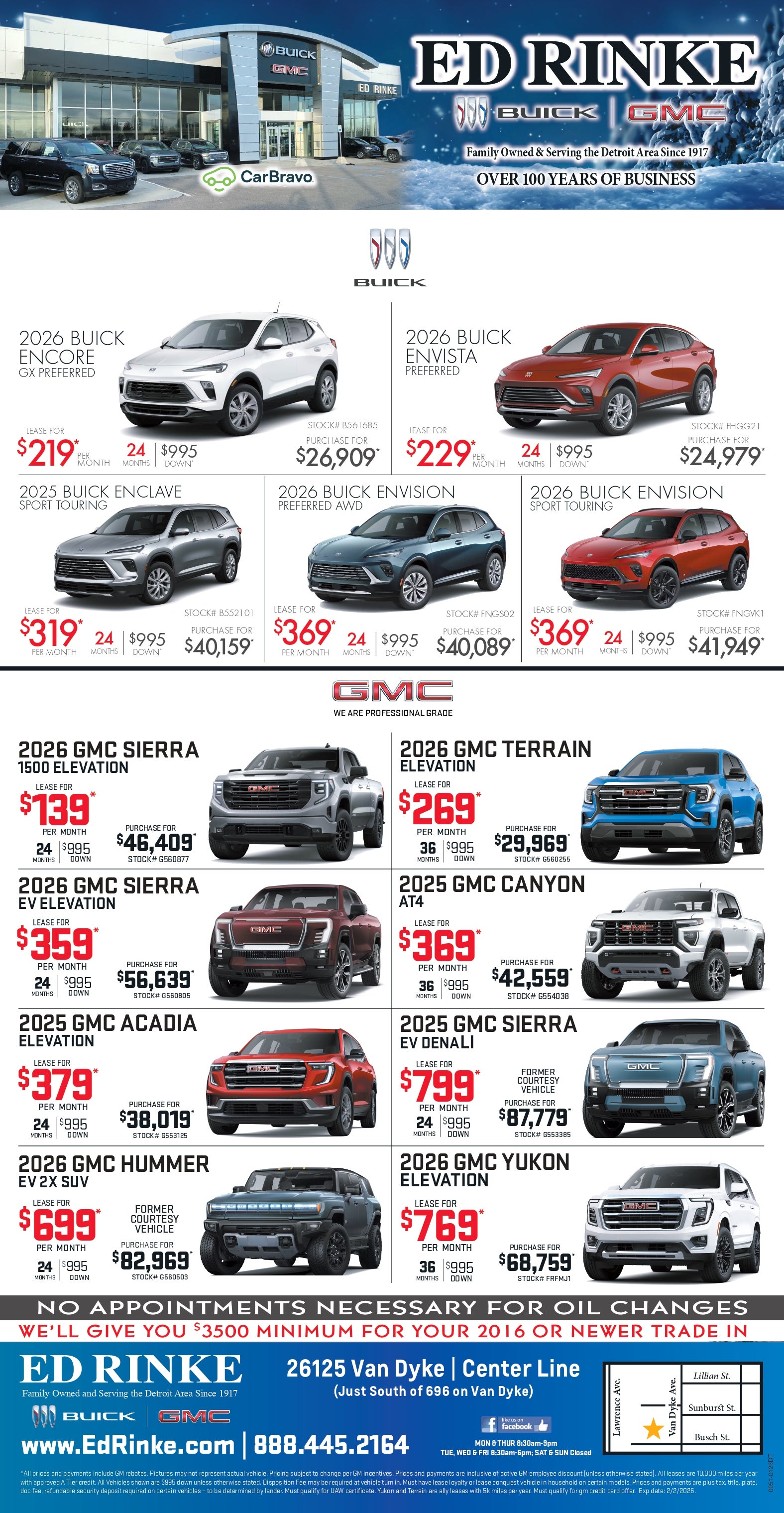 Weekly ad specials at Ed Rinke Chevrolet Buick GMC in Center Line MI