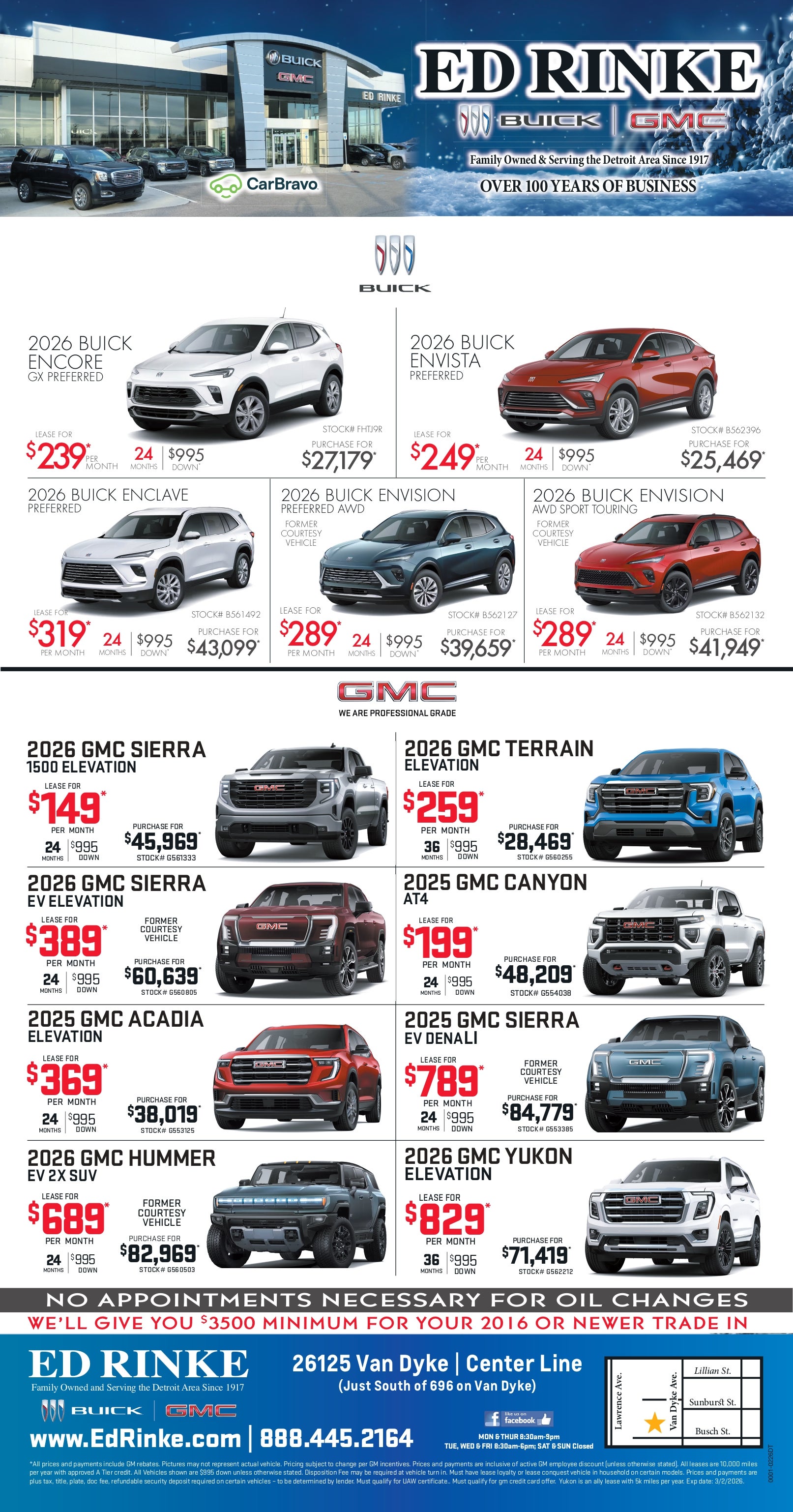 Weekly ad specials at Ed Rinke Chevrolet Buick GMC in Center Line MI