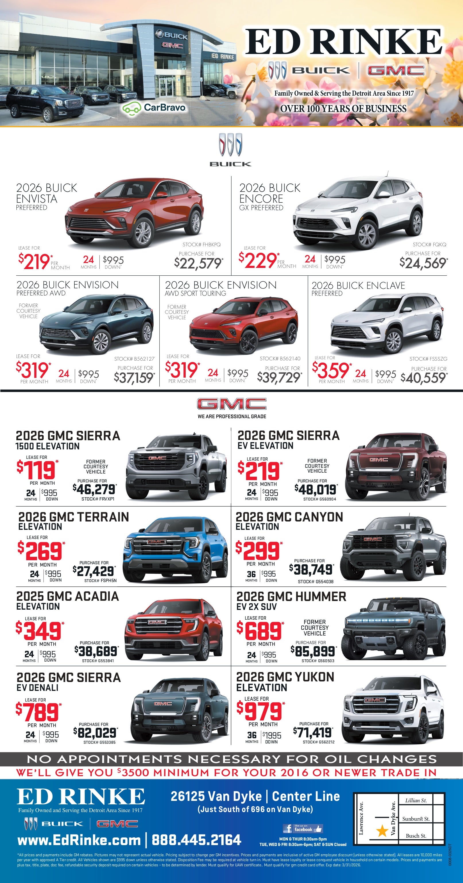 Weekly ad specials at Ed Rinke Chevrolet Buick GMC in Center Line MI