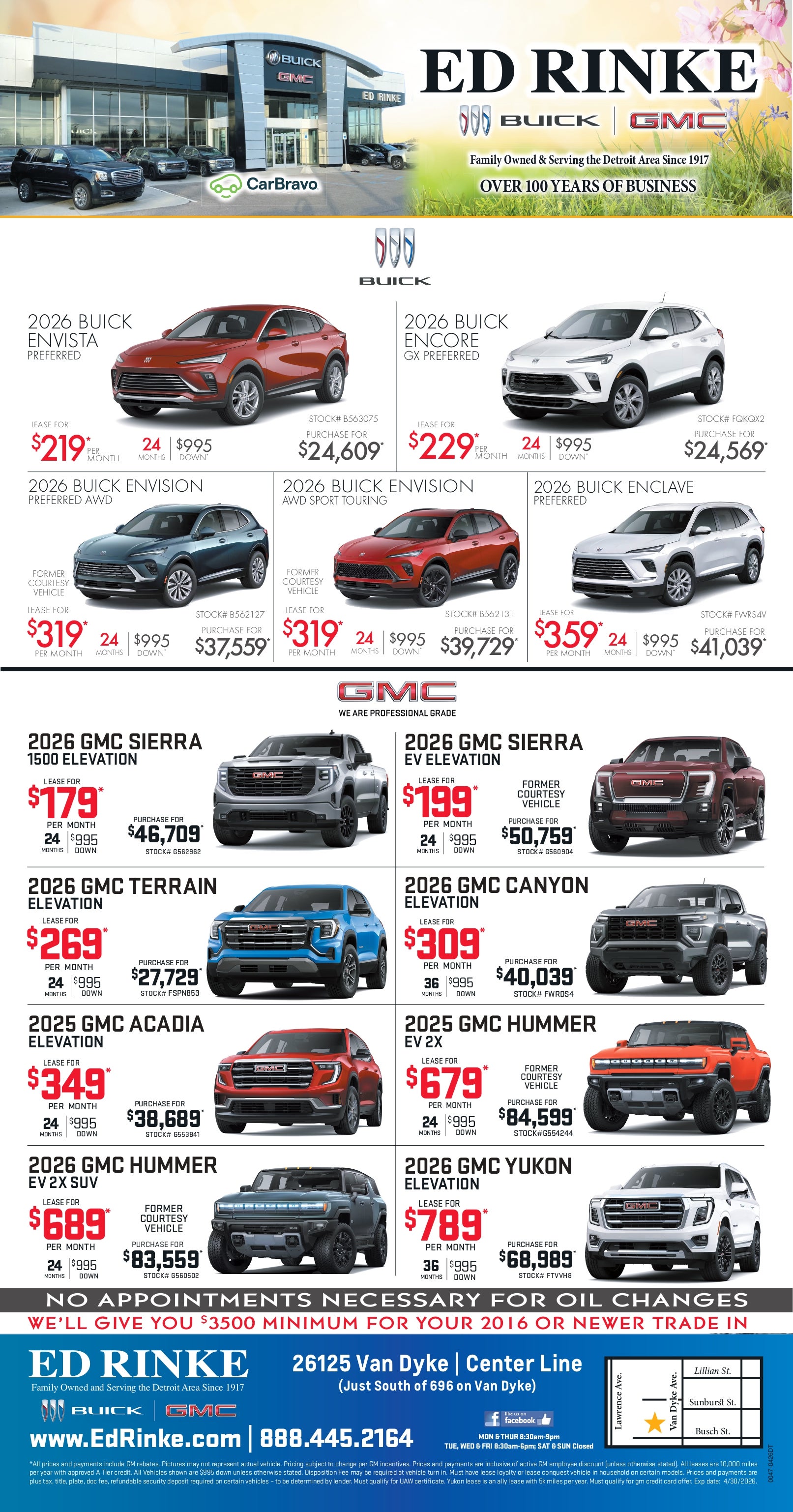 Weekly ad specials at Ed Rinke Chevrolet Buick GMC in Center Line MI