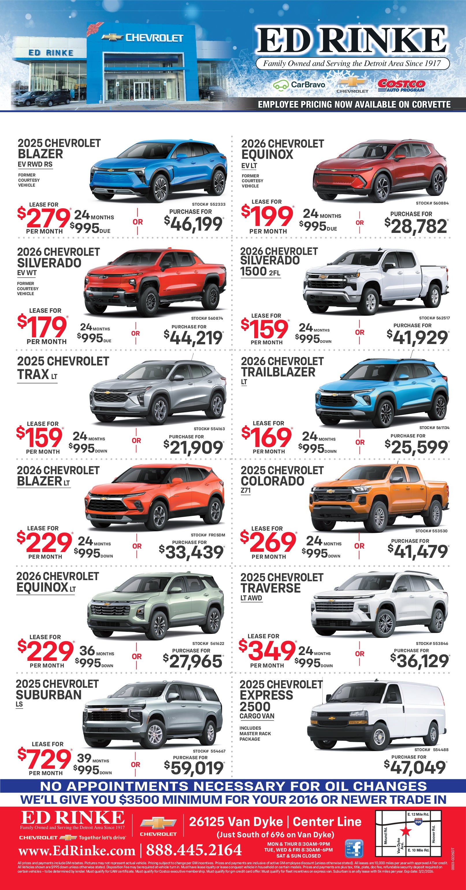 Weekly ad specials at Ed Rinke Chevrolet Buick GMC in Center Line MI