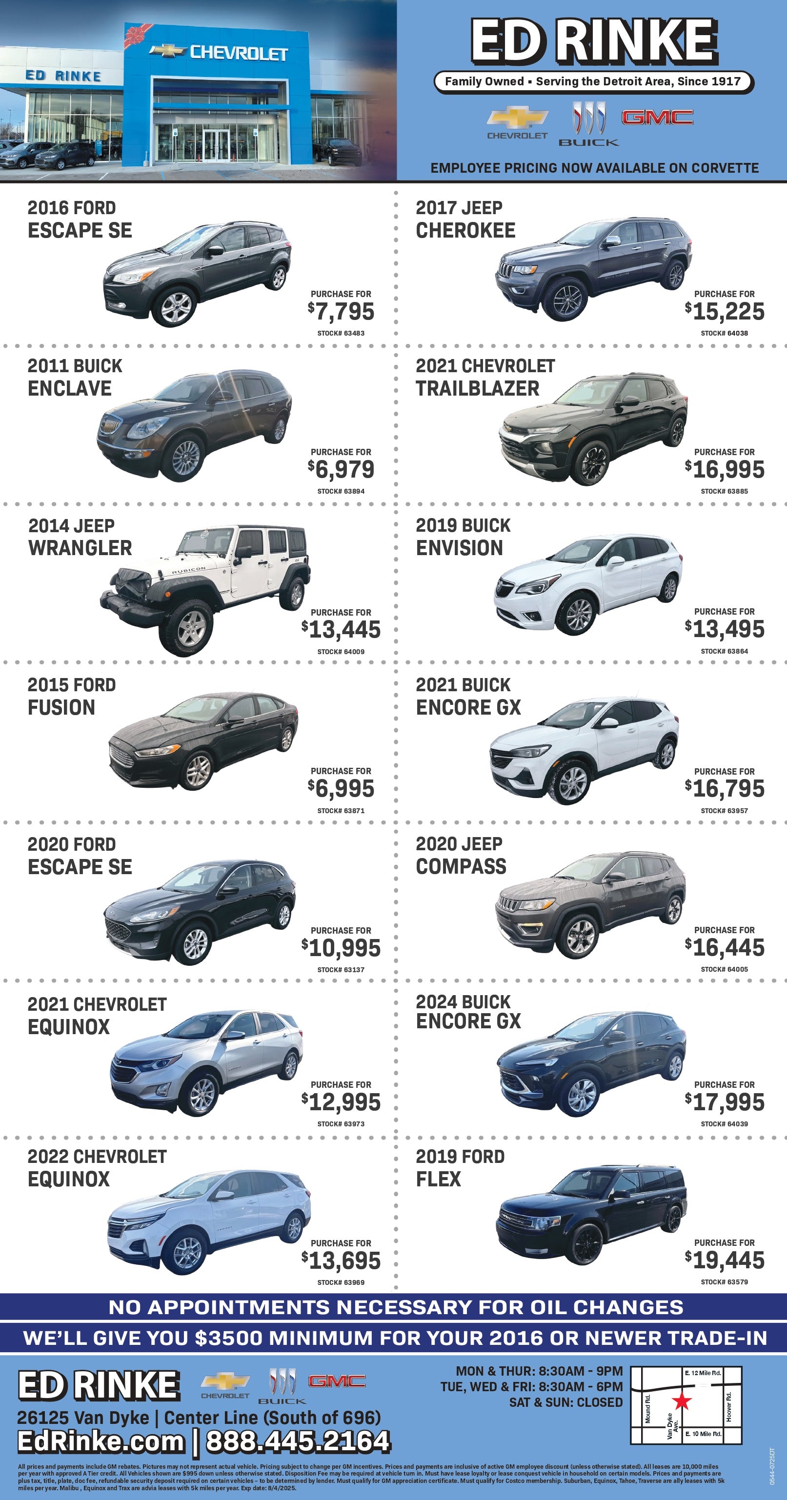 Weekly ad specials at Ed Rinke Chevrolet Buick GMC in Center Line MI