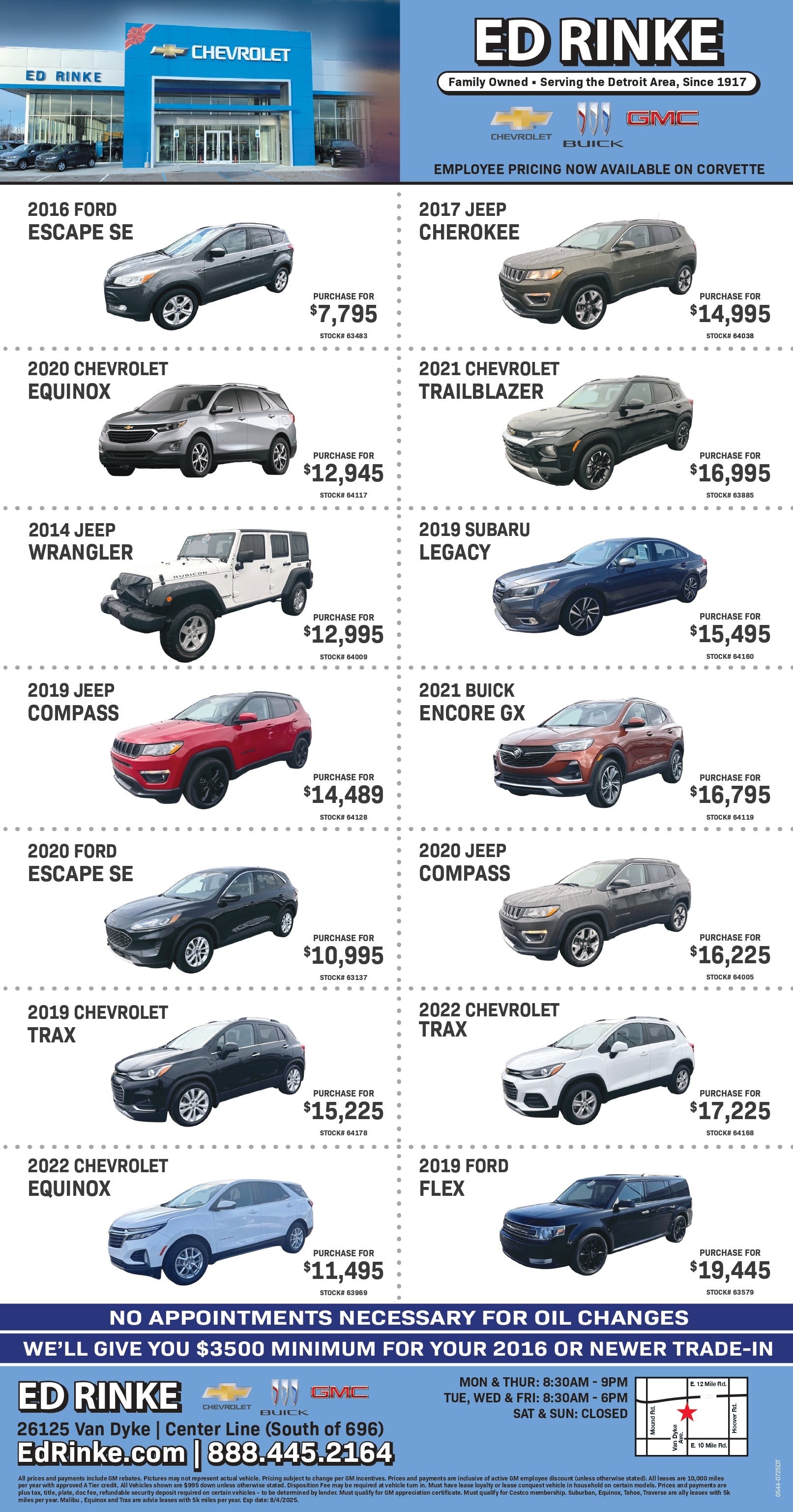 Weekly ad specials at Ed Rinke Chevrolet Buick GMC in Center Line MI