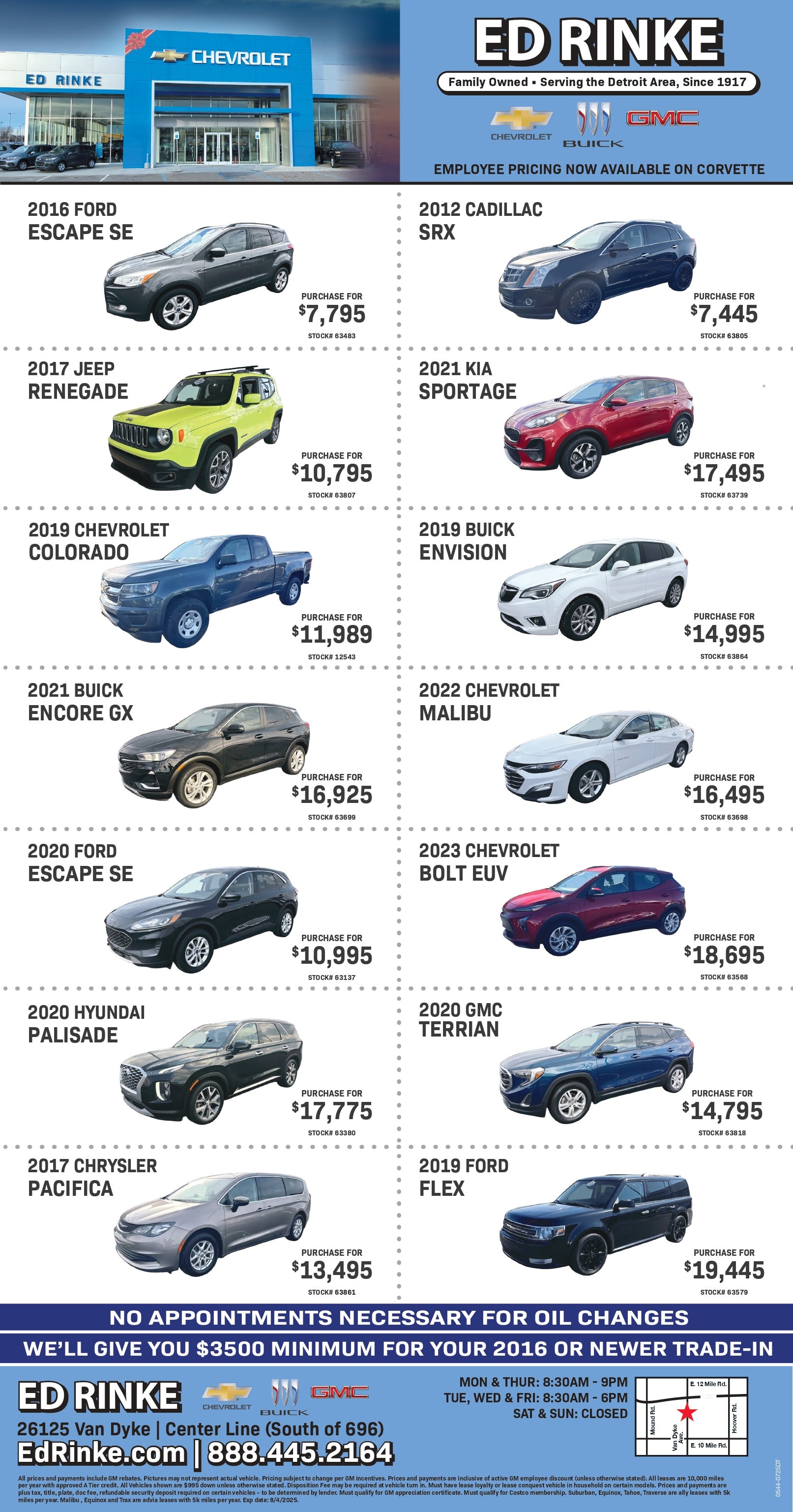 Weekly ad specials at Ed Rinke Chevrolet Buick GMC in Center Line MI