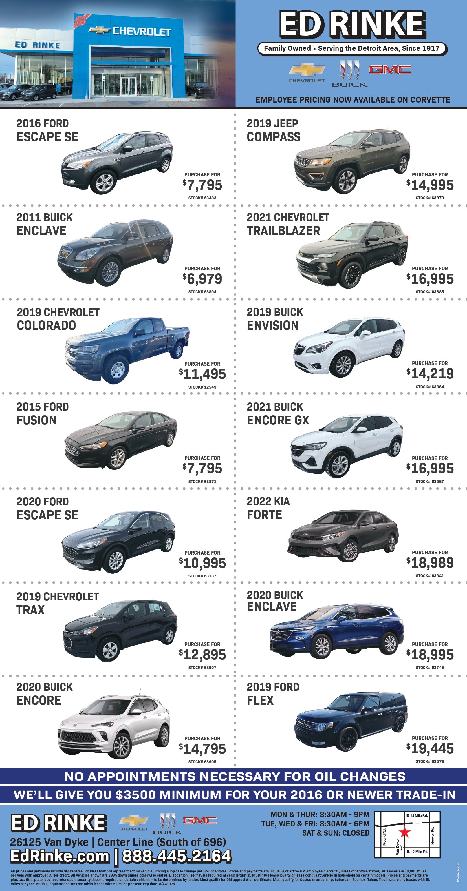Weekly ad specials at Ed Rinke Chevrolet Buick GMC in Center Line MI
