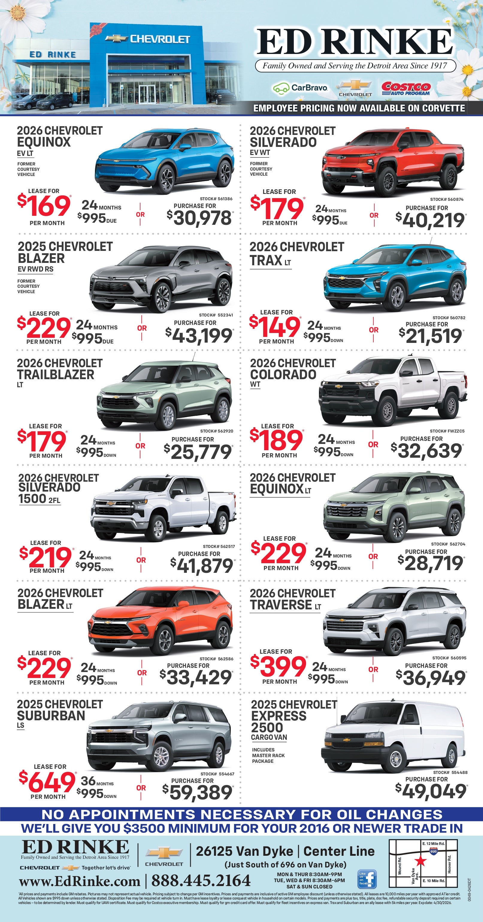 Weekly ad specials at Ed Rinke Chevrolet Buick GMC in Center Line MI