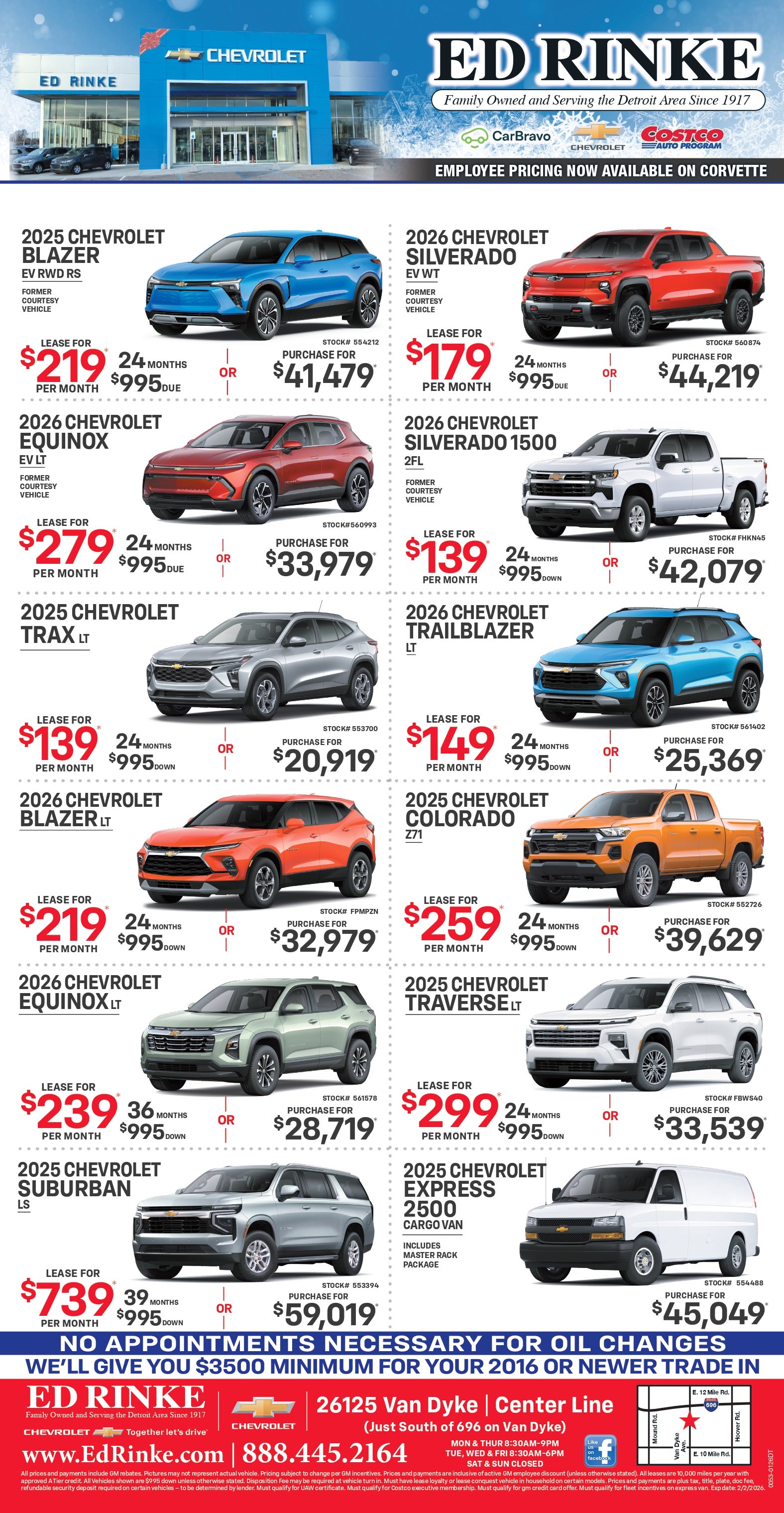 Weekly ad specials at Ed Rinke Chevrolet Buick GMC in Center Line MI